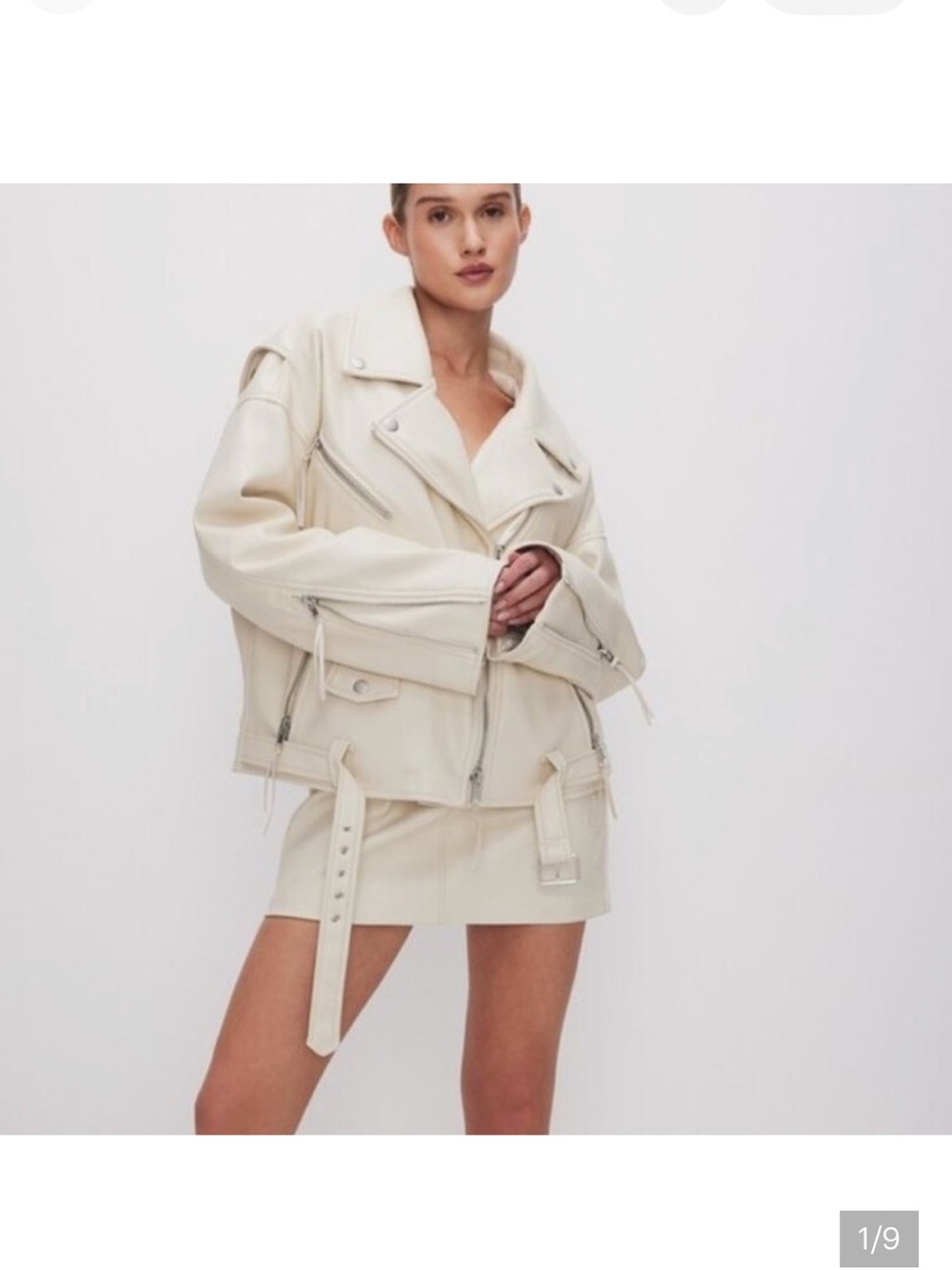 Cream Faux Leather Moto Jacket - Good American